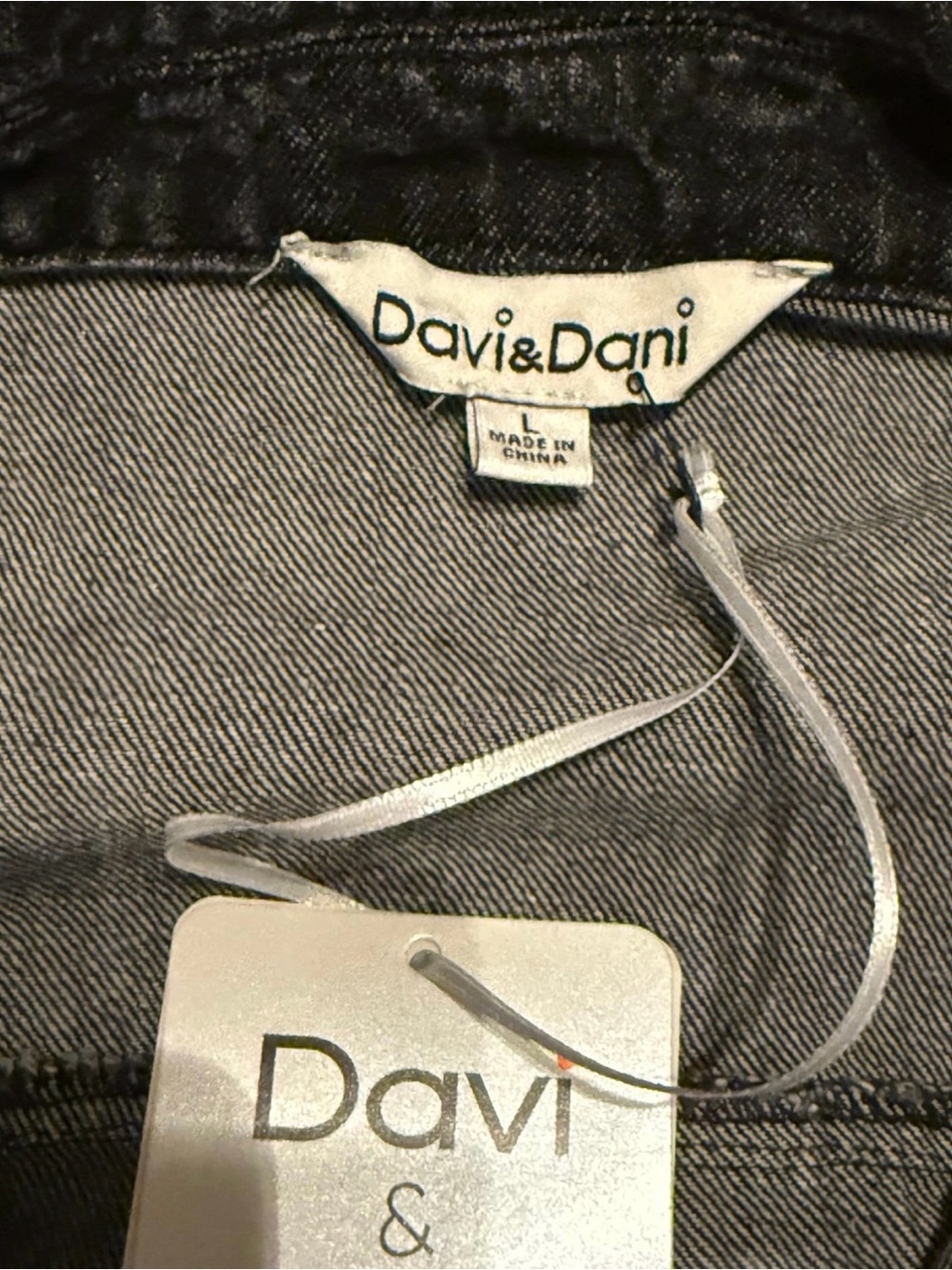 DAVI & DANI Women's
Adjustable Cuffs Multi Patch Denim Jacket (black denim) - Picture 7 of 10